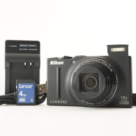 Nikon COOLPIX S8200 Black With 4GB SDHC Card Digital Camera from Japan #7834