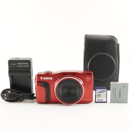 Canon PowerShot SX710 HS Red With Case + 4GB SDHC Card from Japan #7842