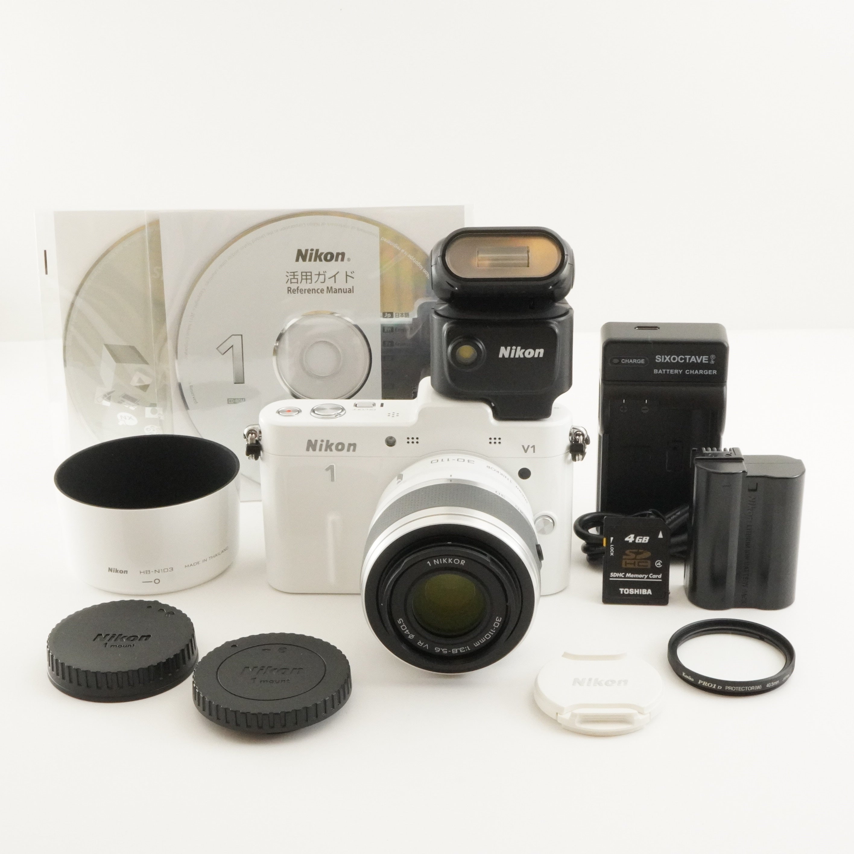 5,108 Shots] Nikon 1 V1 White + 30-110mm + SB-N5 + 4GB SDCard from