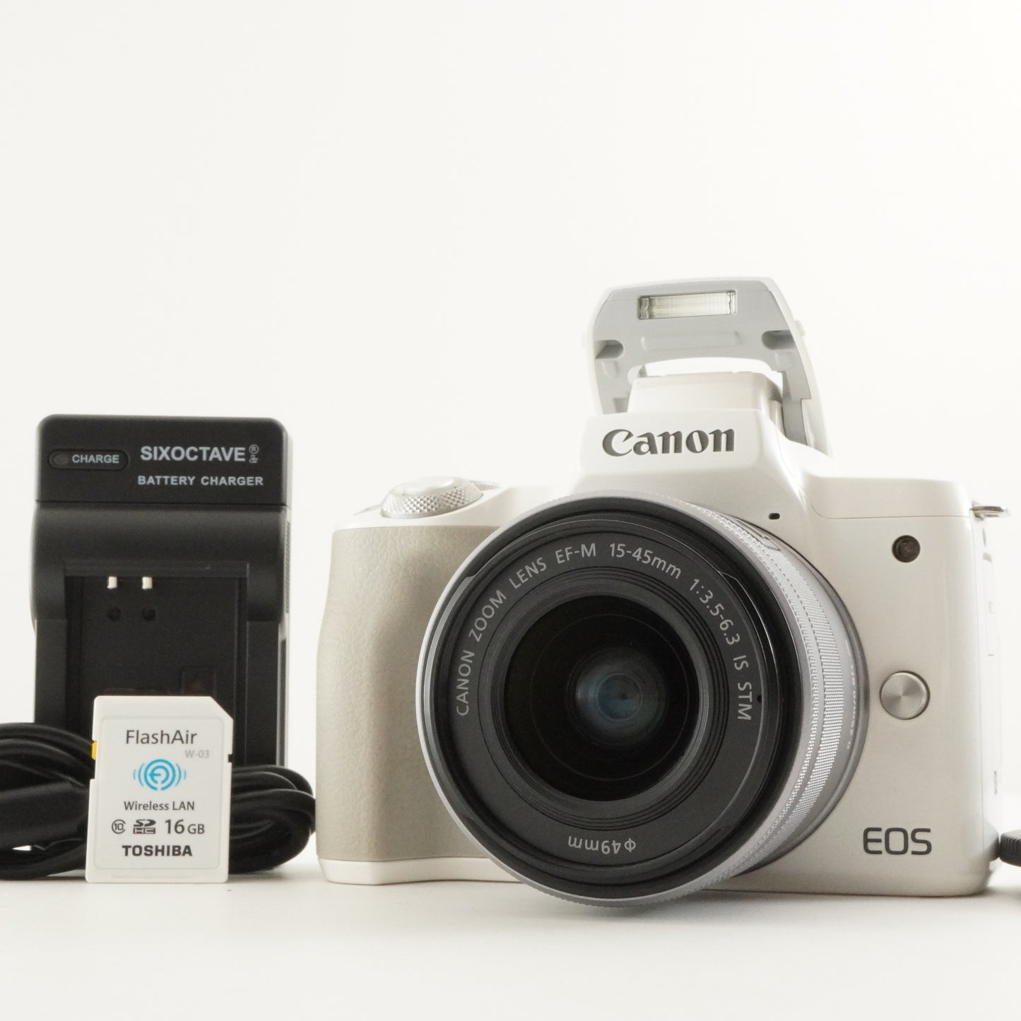 Canon EOS kiss M / M50 White + EF-M 15-45mm  + 16GB SDCard from Japan #10064