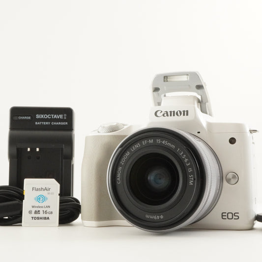 Canon EOS kiss M / M50 White + EF-M 15-45mm  + 16GB SDCard from Japan #10064