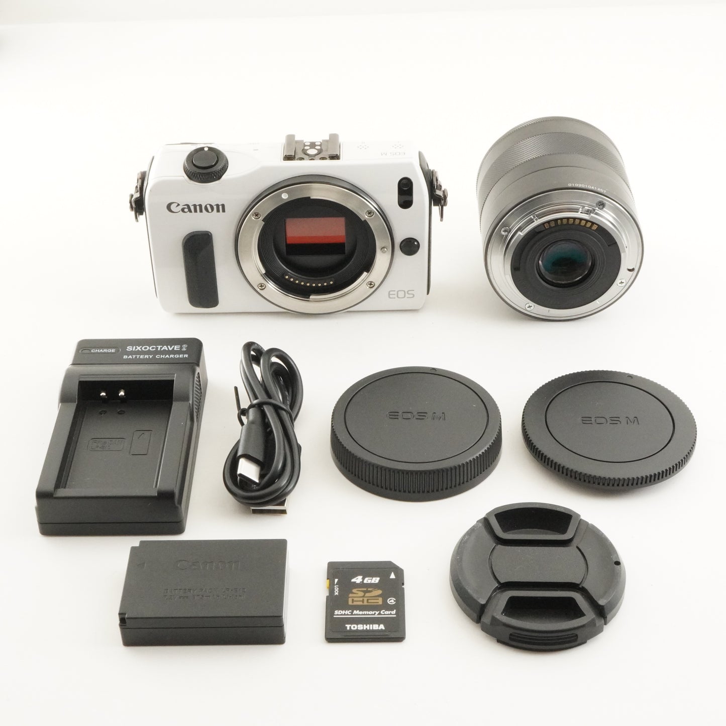 Canon EOS M White + EF-M 18-55mm IS STM + 4GB SDHC Card from Japan #10065