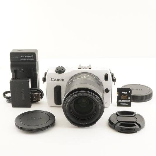 Canon EOS M White + EF-M 18-55mm IS STM + 4GB SDHC Card from Japan #10065