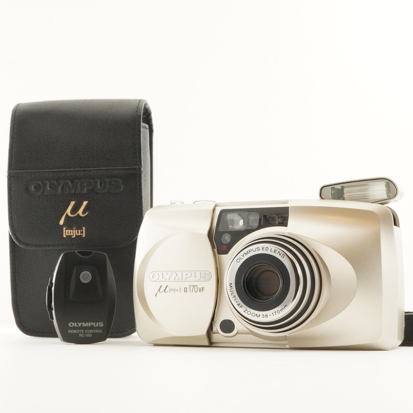OLYMPUS mju II 170 VF + Case +RC-200 Point & Shoot Film Camera from Japan #10080