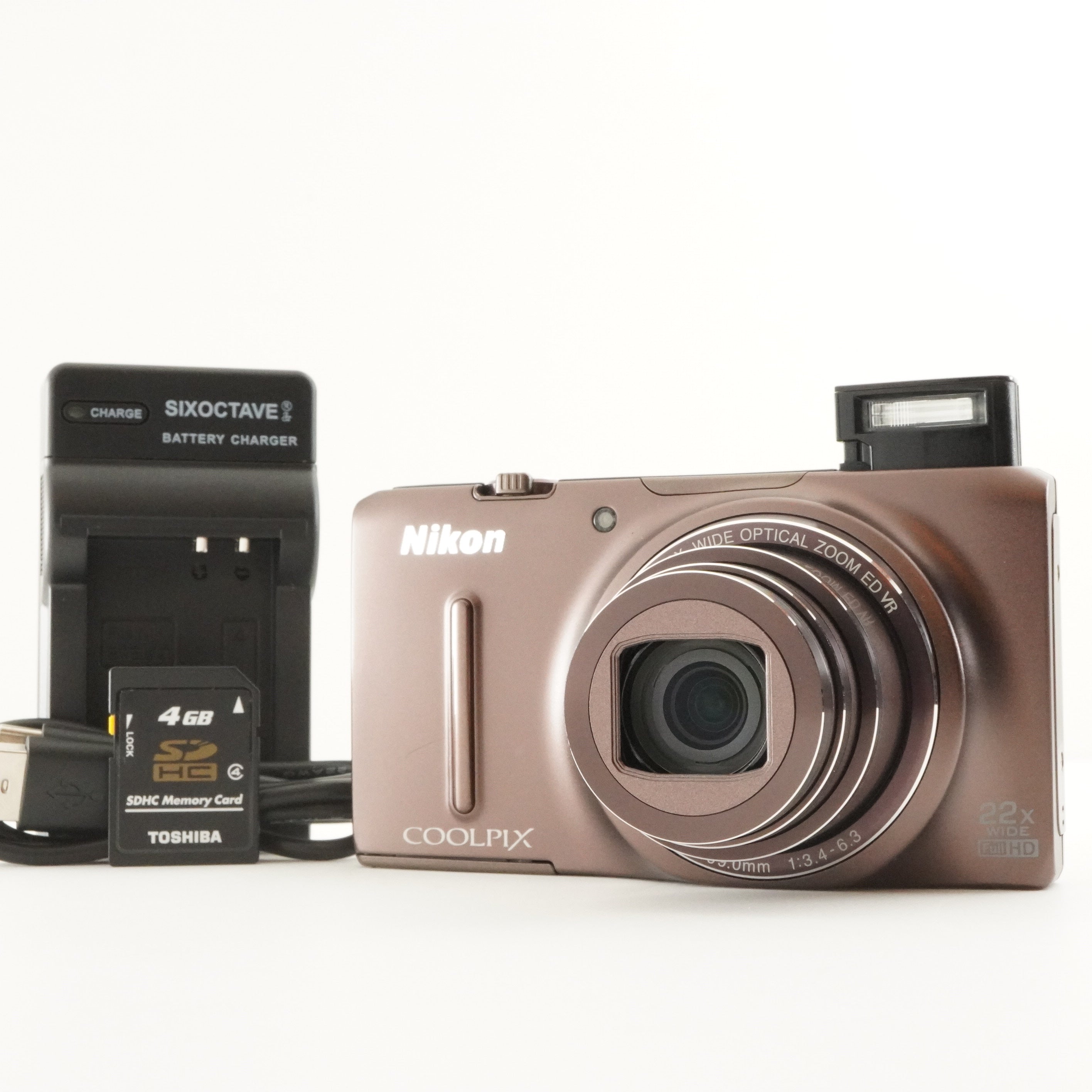 Nikon COOLPIX S9500 Brown With 4GB SDHC Card Digital Camera from