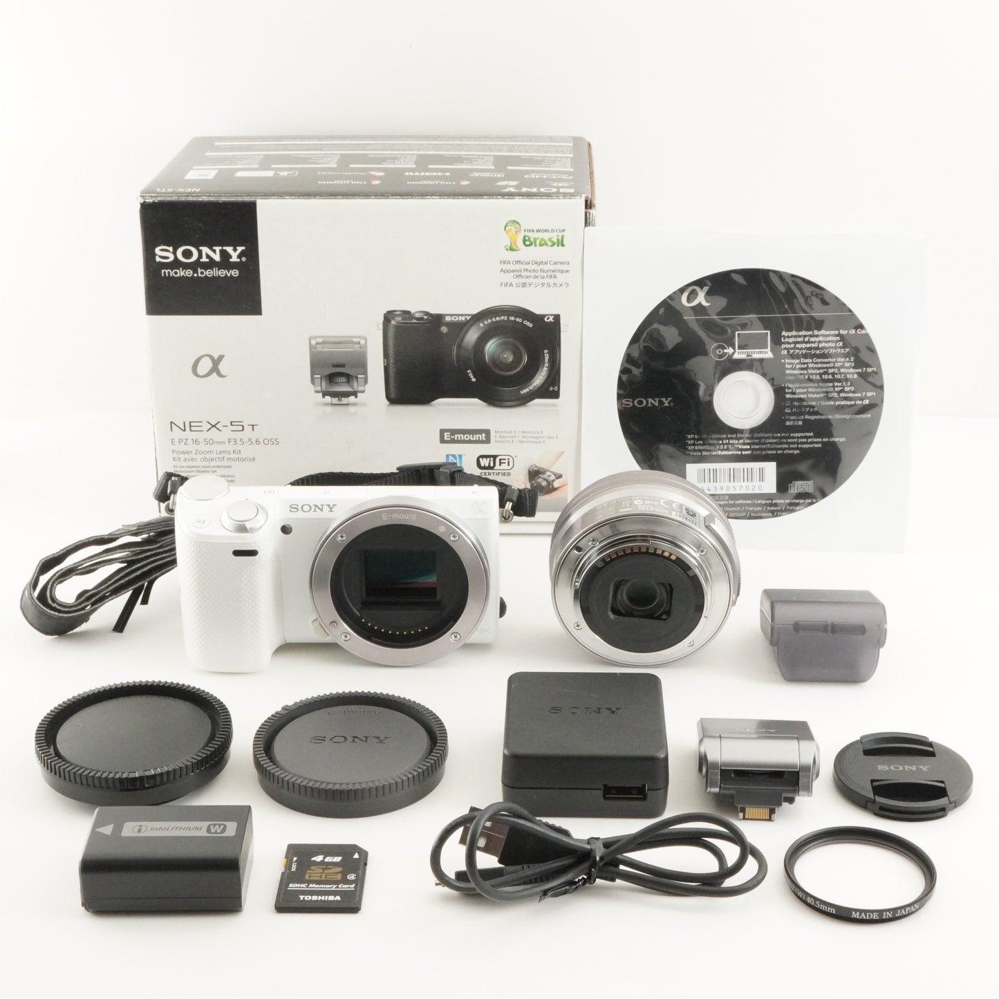 [325 Shots] SONY a NEX-5T White +16-50mm In Box +4GB SDHC Card from Japan #10090