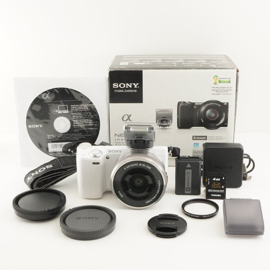 [325 Shots] SONY a NEX-5T White +16-50mm In Box +4GB SDHC Card from Japan #10090