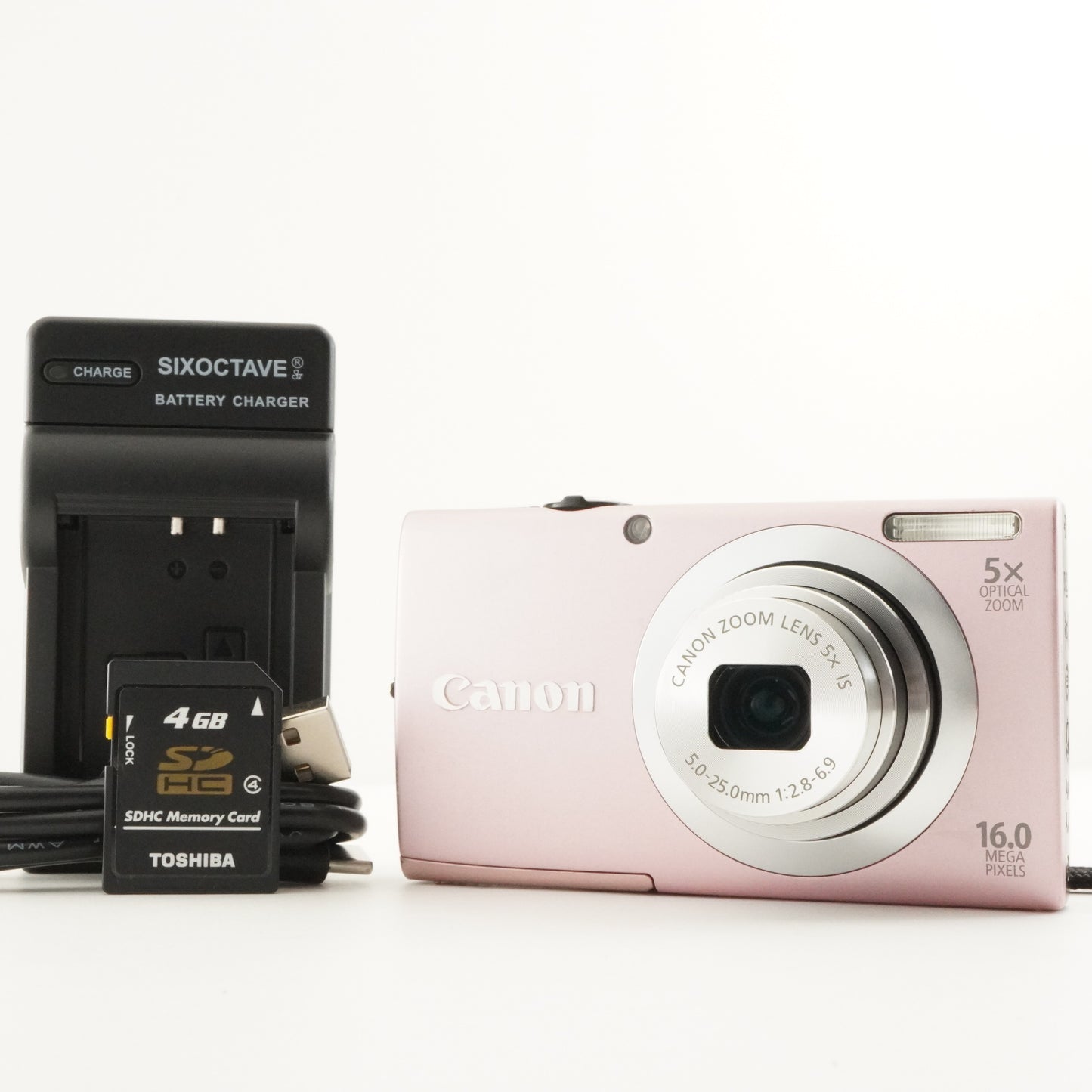 Canon PowerShot A2400 IS Pink + 4GB SDHC Card Digital Camera from Japan #10228