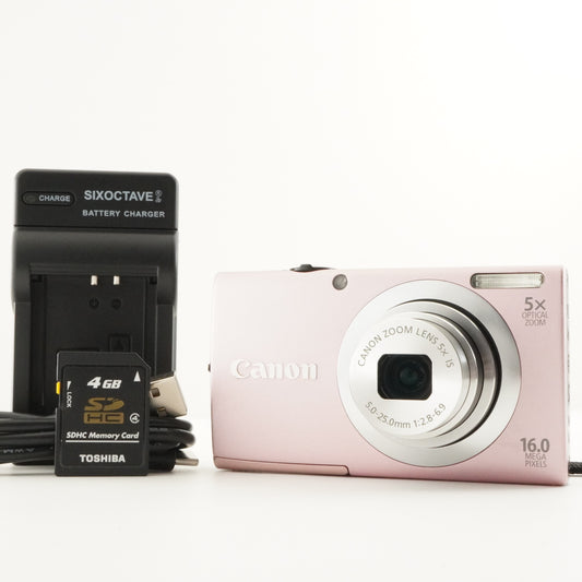 Canon PowerShot A2400 IS Pink + 4GB SDHC Card Digital Camera from Japan #10228