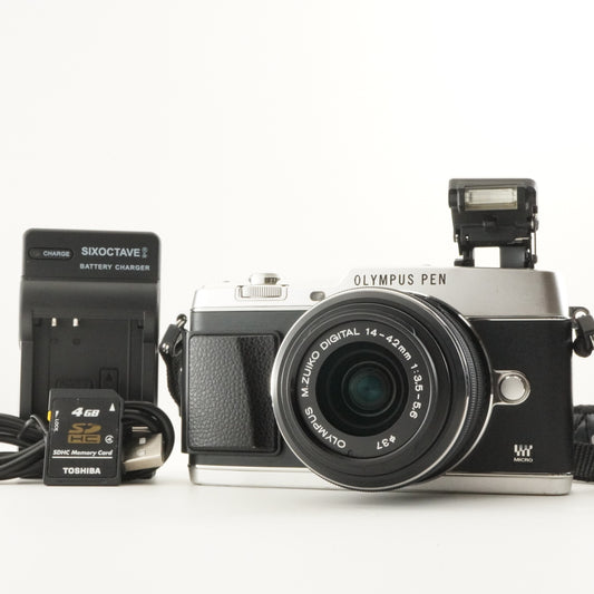 [5,142 Shot] OLYMPUS PEN E-P5 Silver + 14-42mm II R + 4GB SDHC from Japan #10253