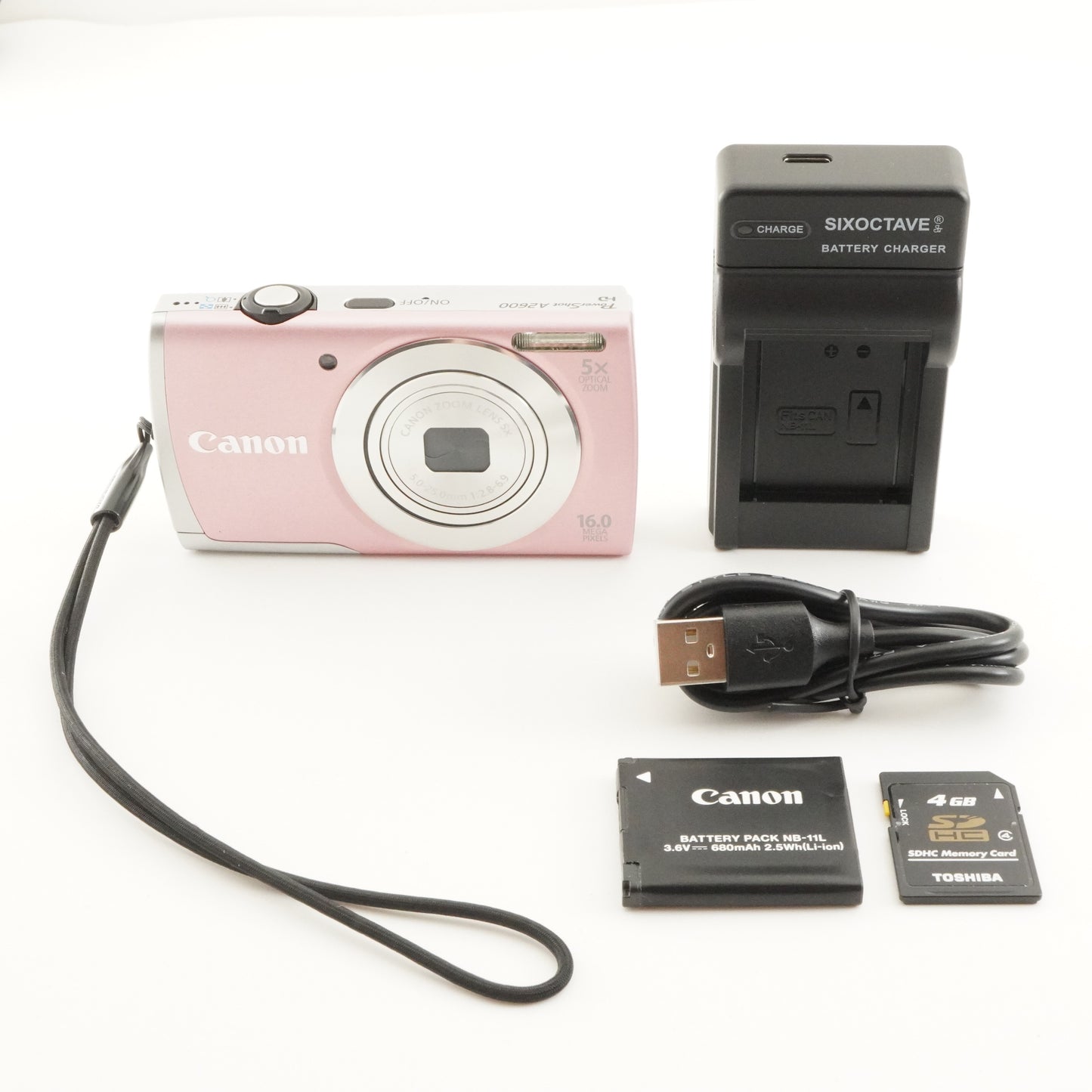 Canon PowerShot A2600 HD Pink + 4GB SDHC Card Digital Camera from Japan #10262