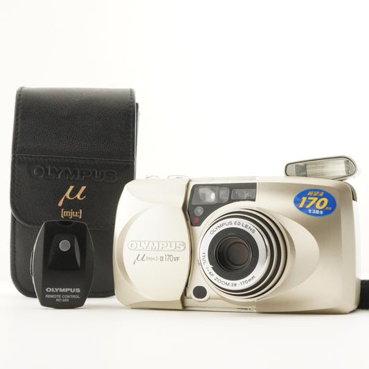 OLYMPUS mju II 170 VF [mju:] + Case + RC-200 Film Camera from Japan #10303