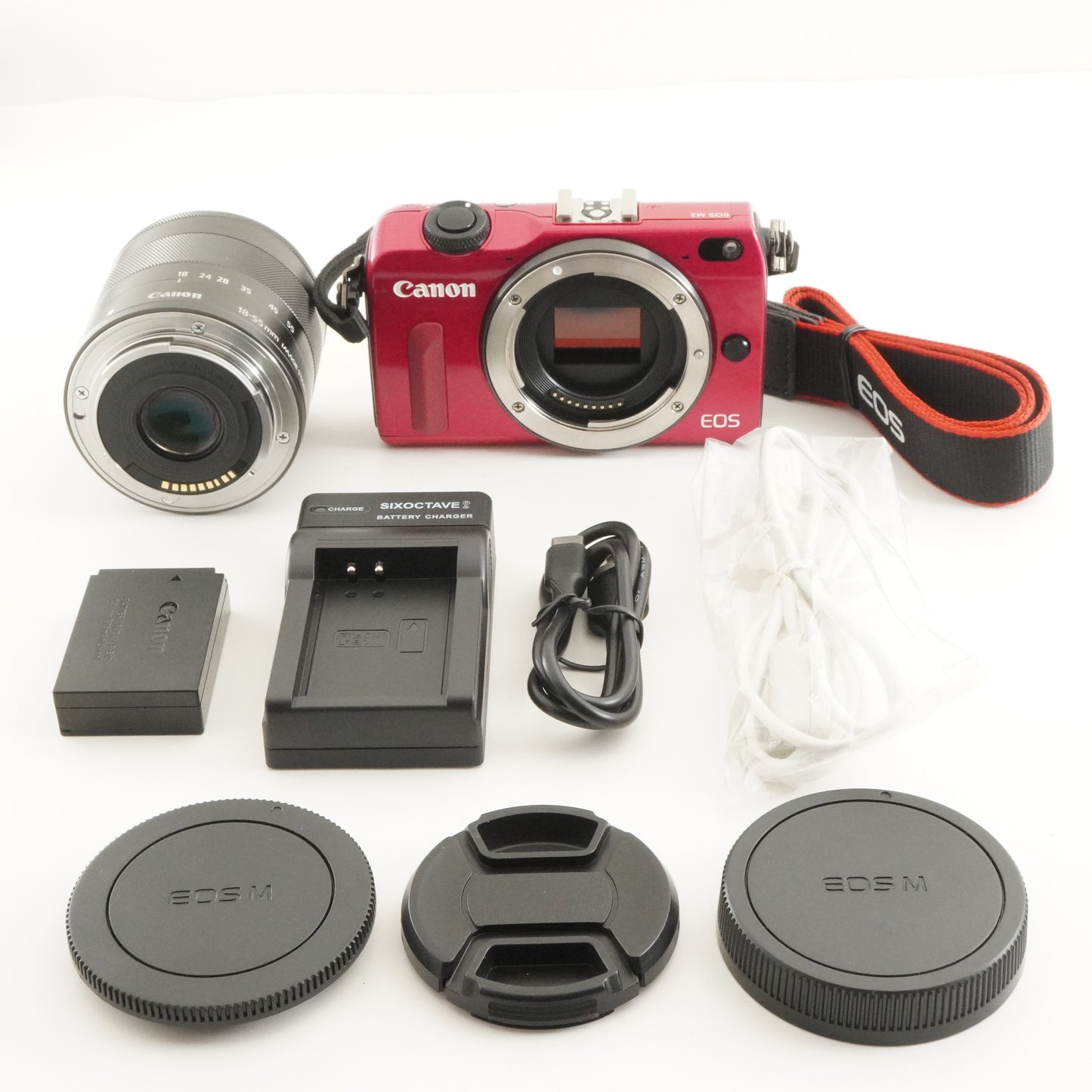 Canon EOS M2 Red + EF-M 18-55mm F3.5-5.6 IS STM Digital Camera from Japan #10565
