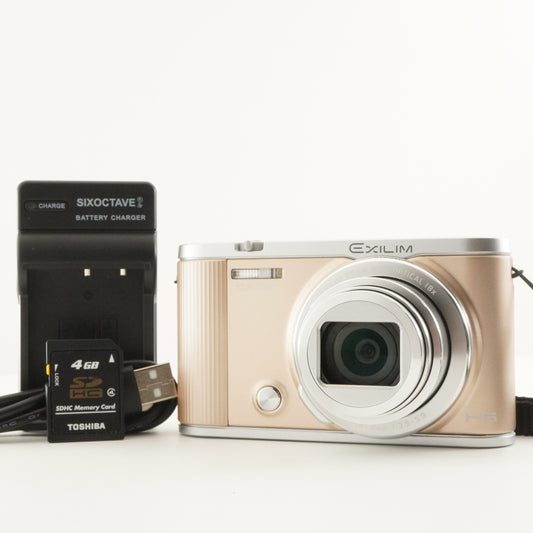 CASIO EXILIM EX-ZR1800 Gold + 4GB SDHC Card Digital Camera from Japan #10776