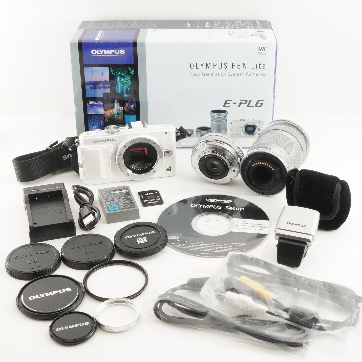 [1,709 Shots] OLYMPUS PEN E-PL6 White +14-42 EZ +40-150 In Box from Japan #10779