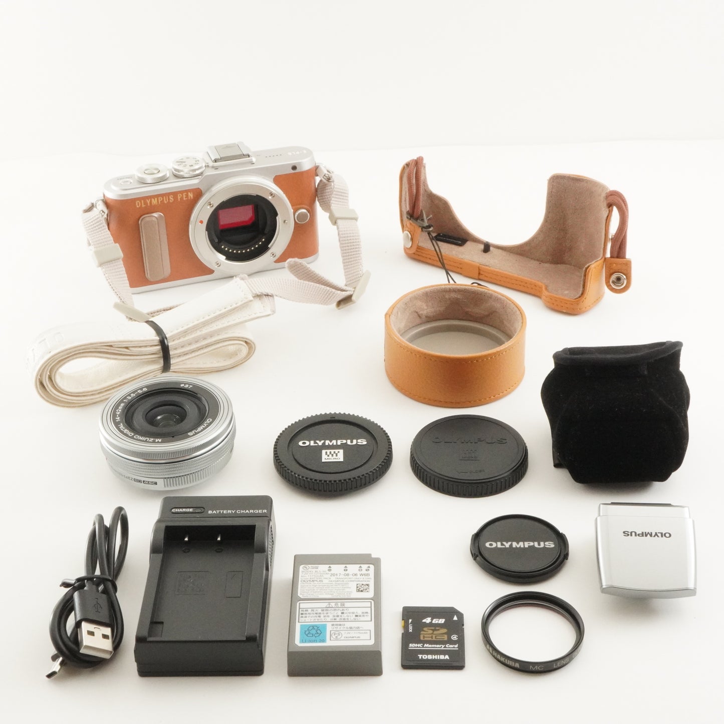 [398 Shots] OLYMPUS PEN E-PL8 Brown +14-42mm +Case +4GB SDCard from Japan #10781