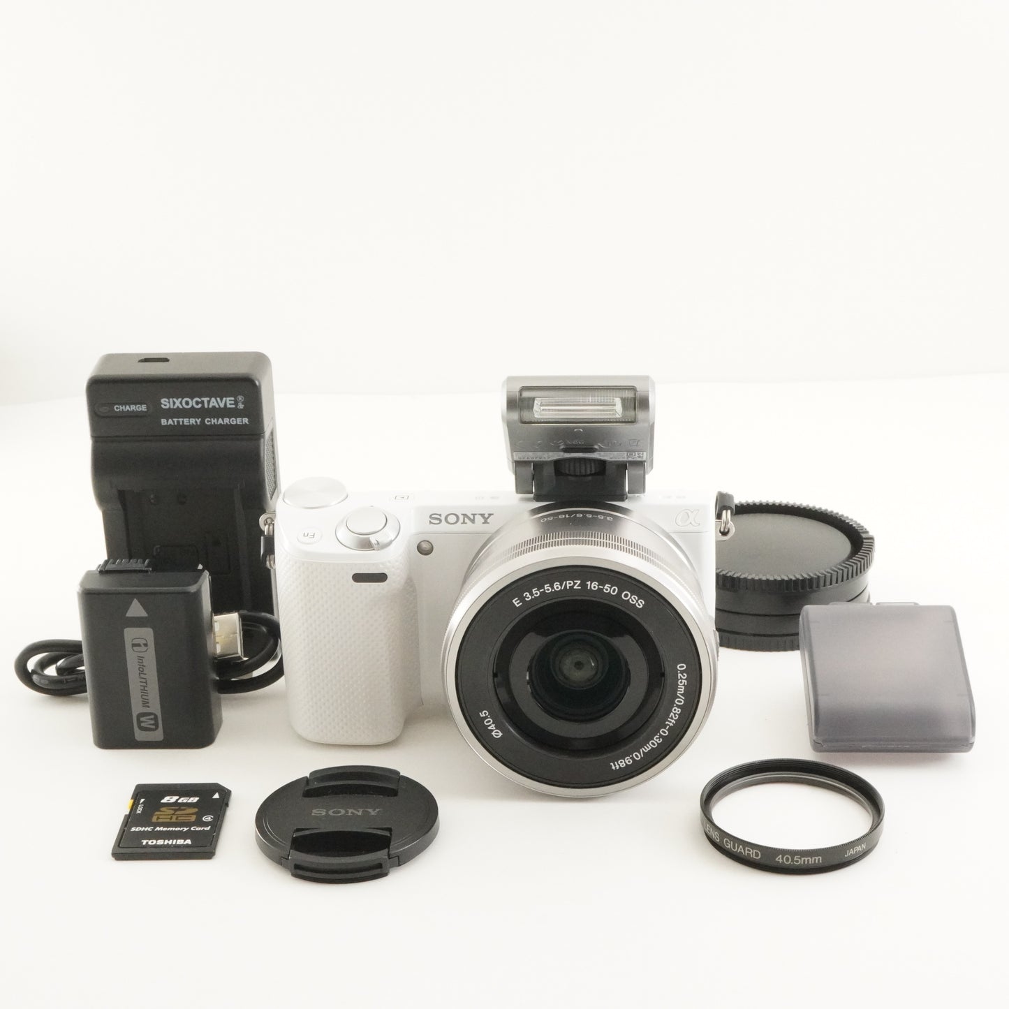 [9,479 Shots] SONY NEX-5R White + E PZ 16-50mm +8GB SDHC Card from Japan #10782