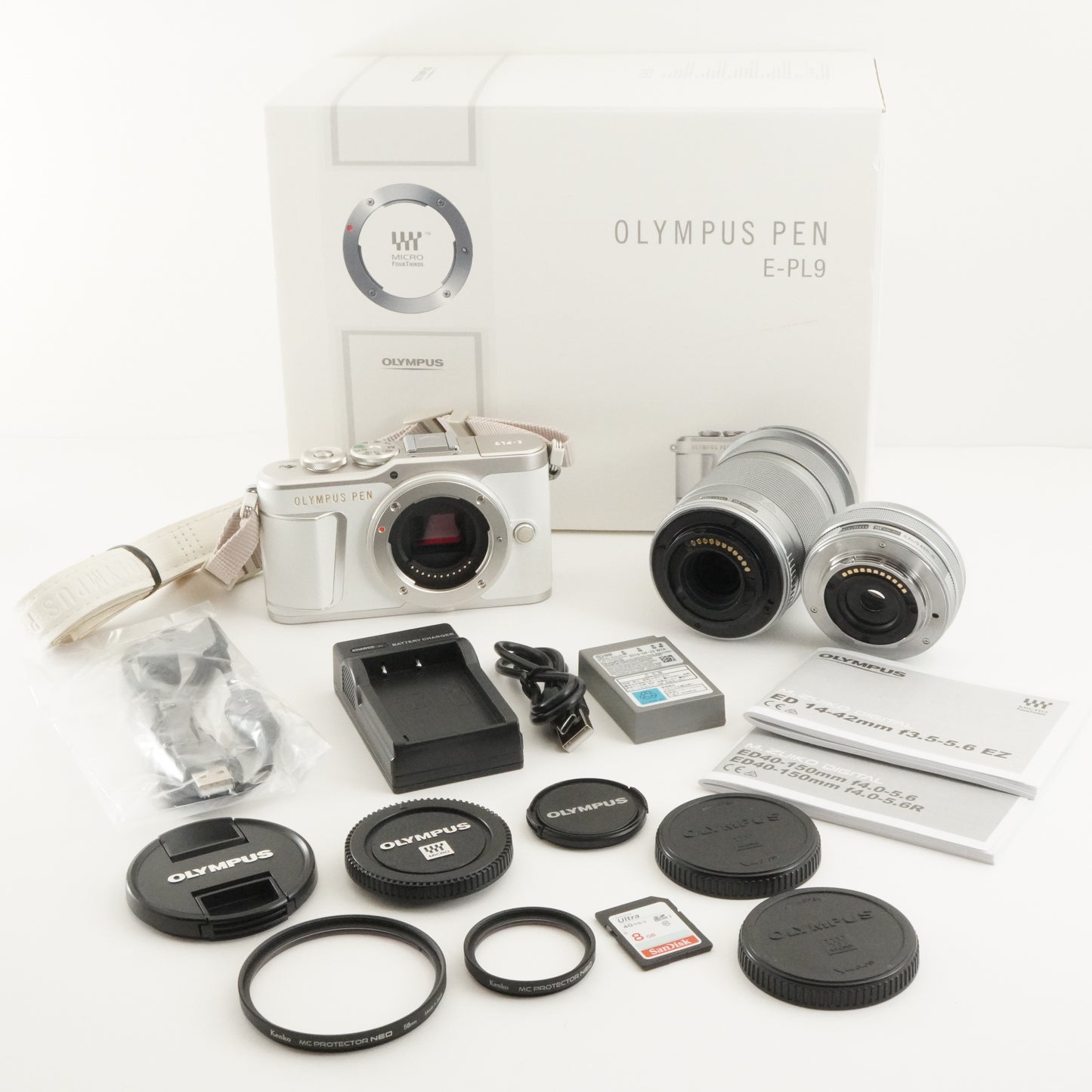 [9,161 Shots] OLYMPUS E-PL9 White +14-42 +40-150 In Box +8GBSD from Japan #10809