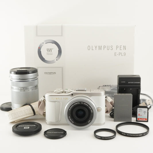 [9,161 Shots] OLYMPUS E-PL9 White +14-42 +40-150 In Box +8GBSD from Japan #10809