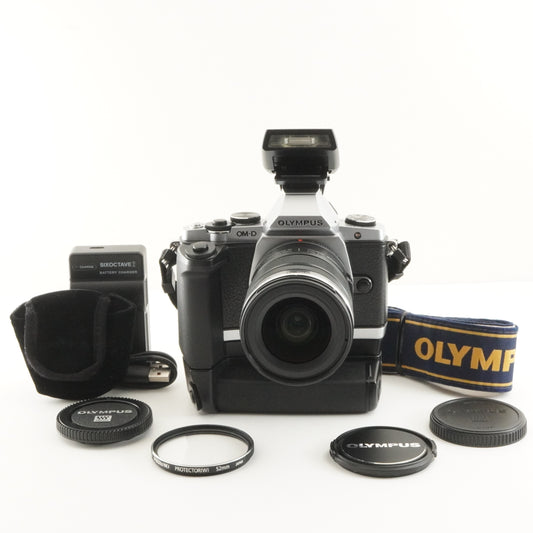 [12,183 Shots] OLYMPUS OM-D E-M5 Silver +12-50mm +Accessories from Japan #10810