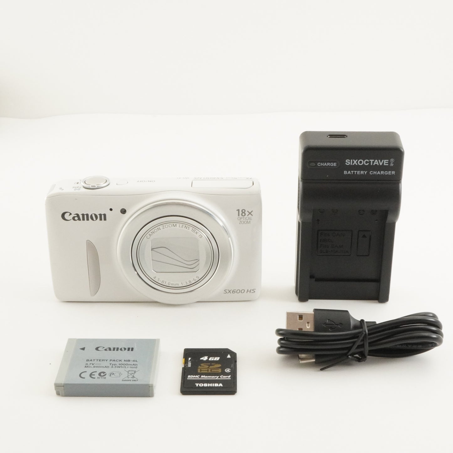 Canon PowerShot SX600 HS White + 4GB SDHC Card Digital Camera from Japan #10813