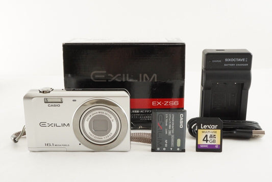 CASIO EX-ZS6 Silver In Box With 4GB SDHC Card Digital Camera from Japan #1502