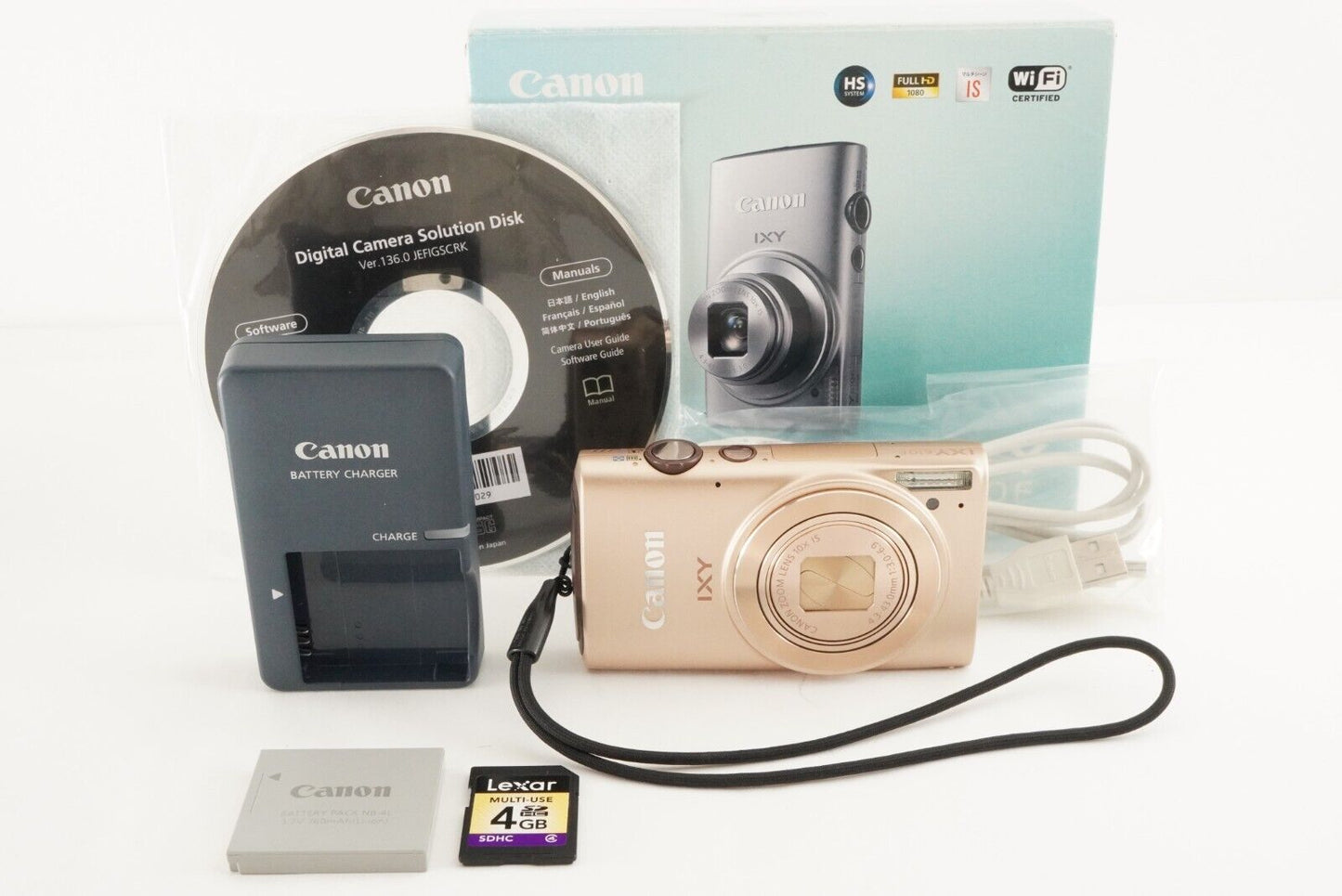 Canon IXY 610F Gold With 4GB SDHC Card Digital Camera from Japan #9386