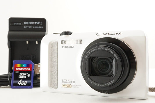 CASIO EXILIM EX-ZR200 White With 4GB SDHC Card Digital Camera from Japan #1629