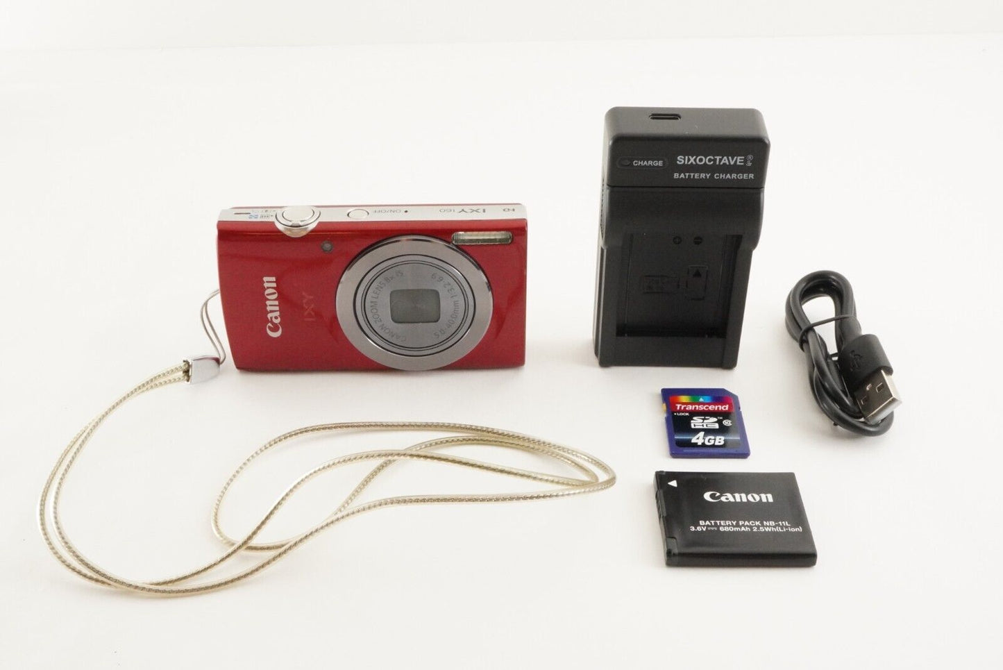 Canon IXY 160 Red 4GB SDHC Card Point & Shoot Digital Camera from Japan #1611