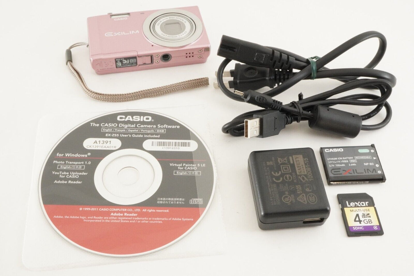 CASIO EX-ZS5 Pink With 4GB SDHC Card Compact Digital Camera from Japan #1545