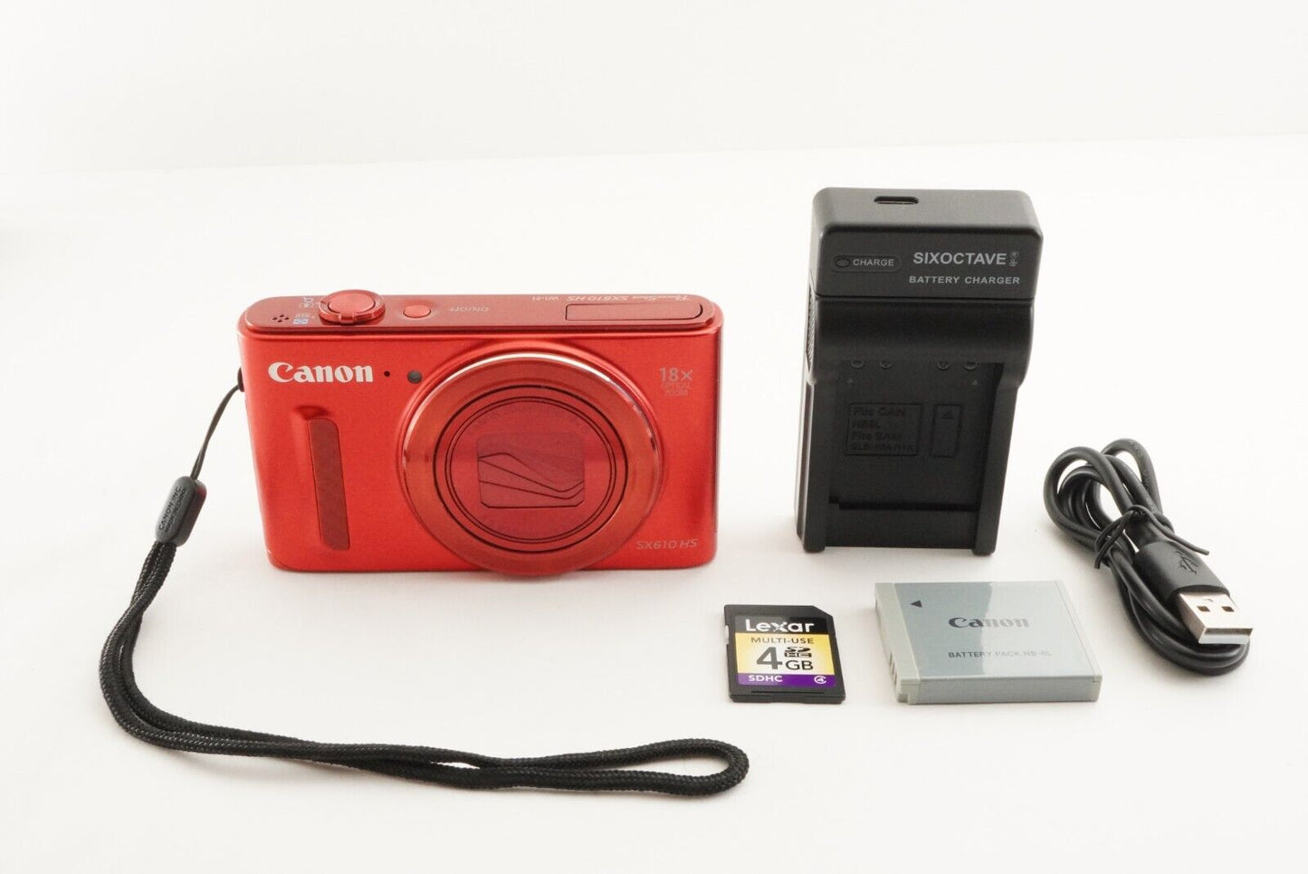 Canon PowerShot SX610 HS Red With 4GB SDHC Card Digital Camera from Japan #1645