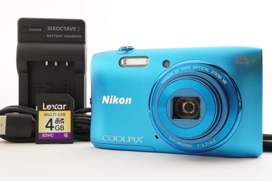 Nikon COOLPIX S3600 Blue With 4GB SDHC Card Digital Camera from Japan #1324