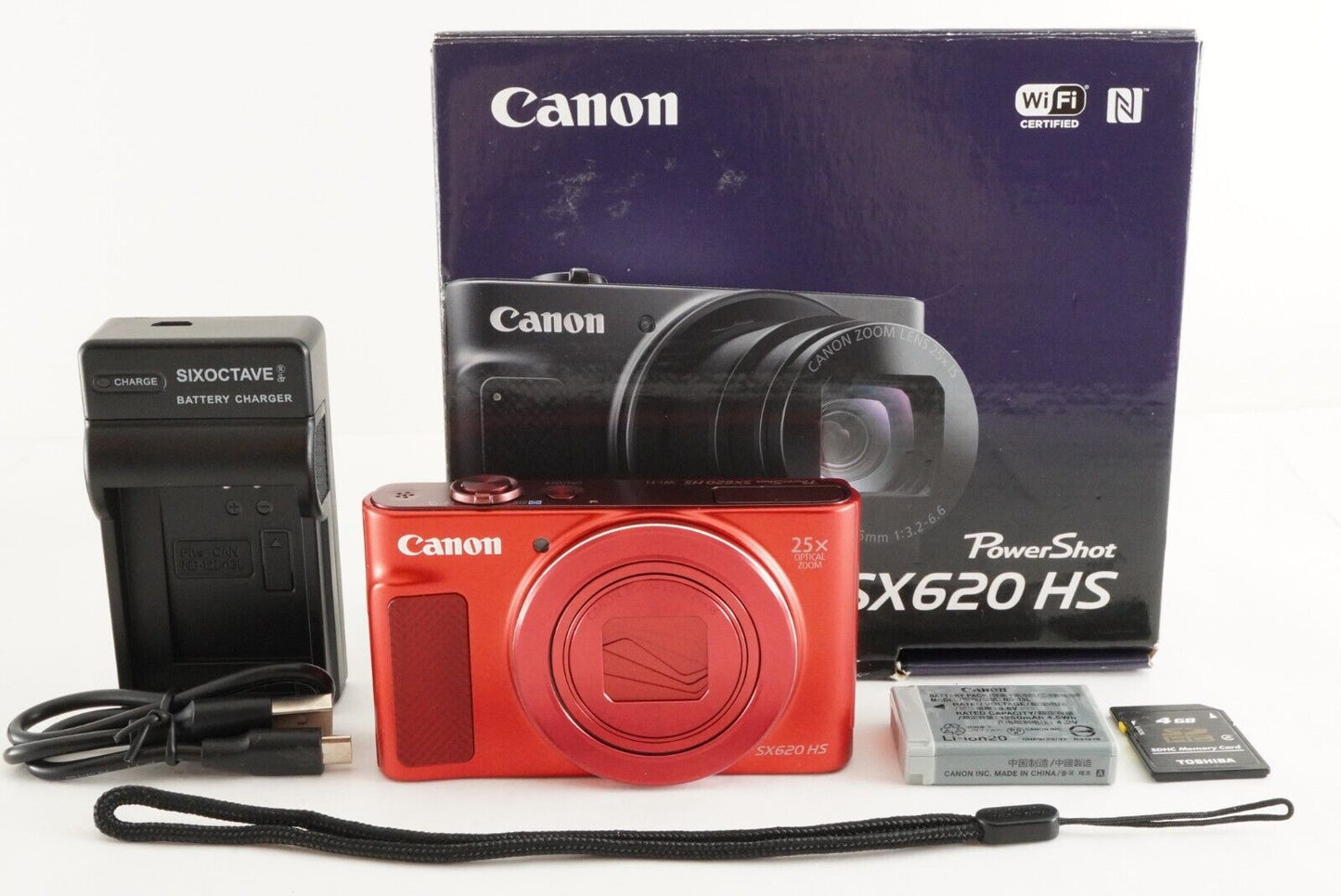 Canon PowerShot SX620 HS Red In Box With 4GB SDHC Card from Japan #0847