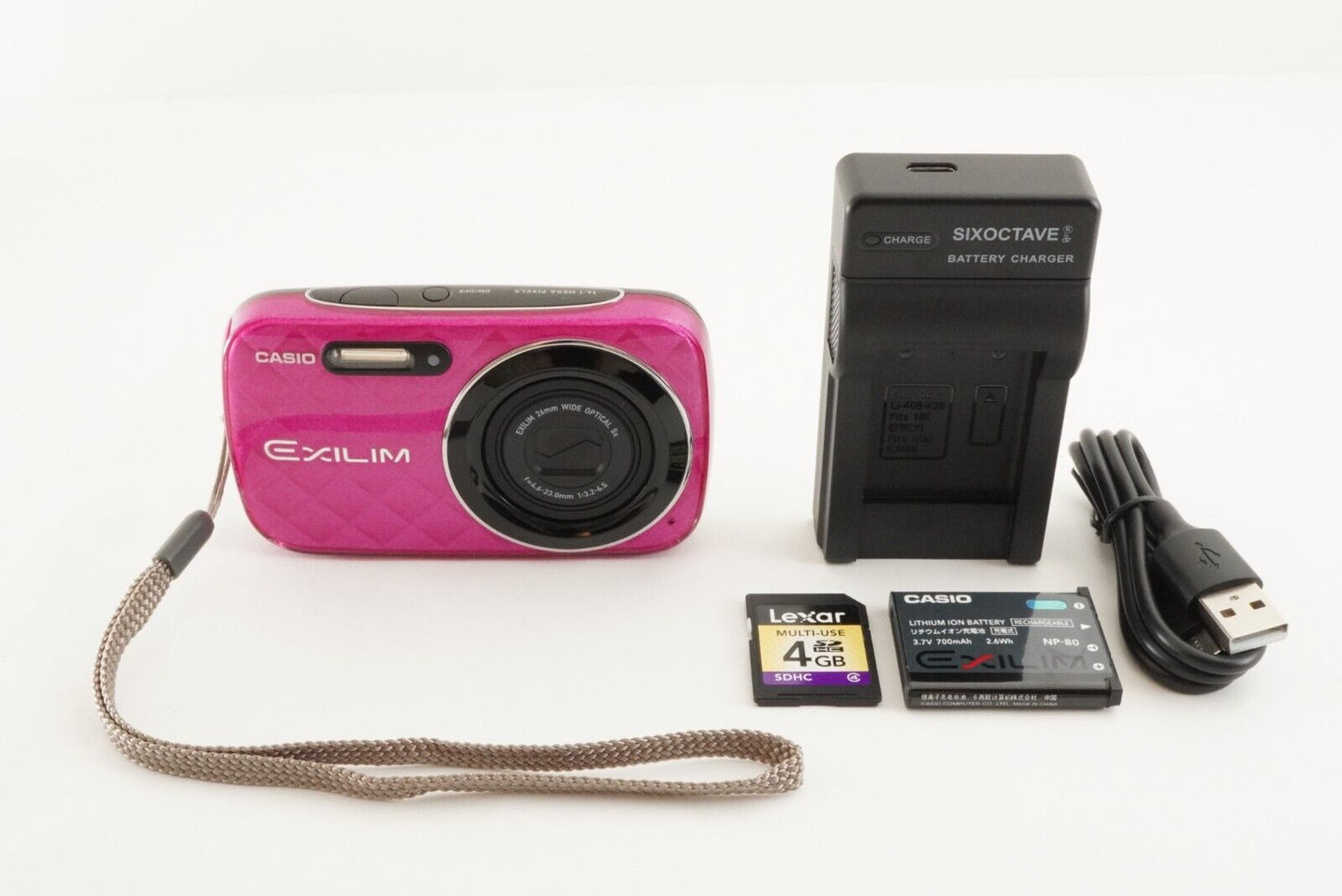 CASIO EXILIM EX-N10 Pink With 4GB SDHC Card Digital Camera from Japan #1639