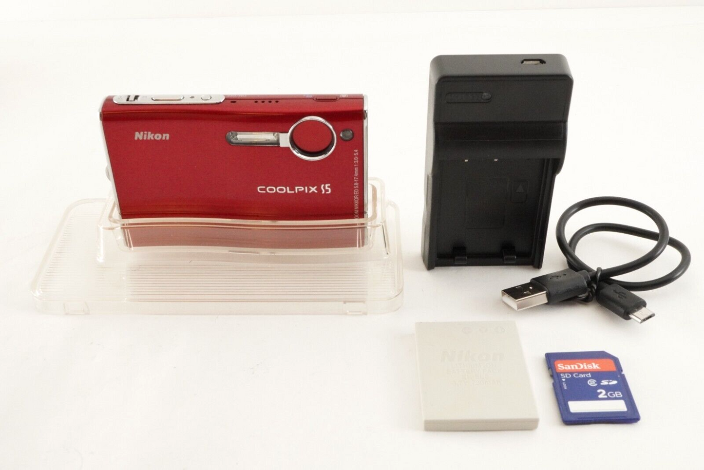 Nikon COOLPIX S5 Red With 2GB SD Card Point & Shoot Film Camera from Japan #8023