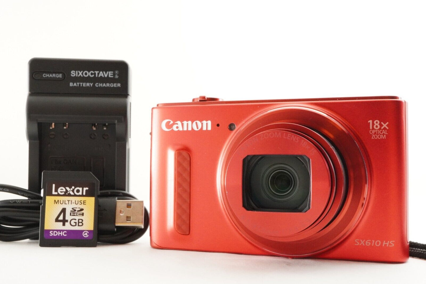 Canon PowerShot SX610 HS Red With 4GB SDHC Card Digital Camera from Japan #1645