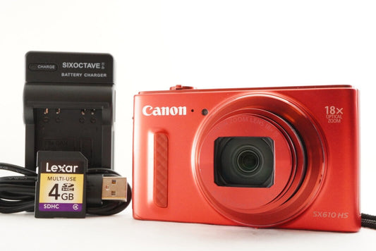 Canon PowerShot SX610 HS Red With 4GB SDHC Card Digital Camera from Japan #1645