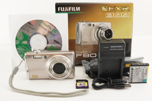 FUJIFILM FinePix F80 EXR Silver In Box With 4GB SDHC Card from Japan #0923