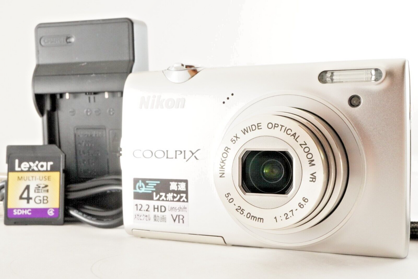 Nikon COOLPIX S5100 Silver With 4GB SDHC Card Digital Camera from Japan #0696