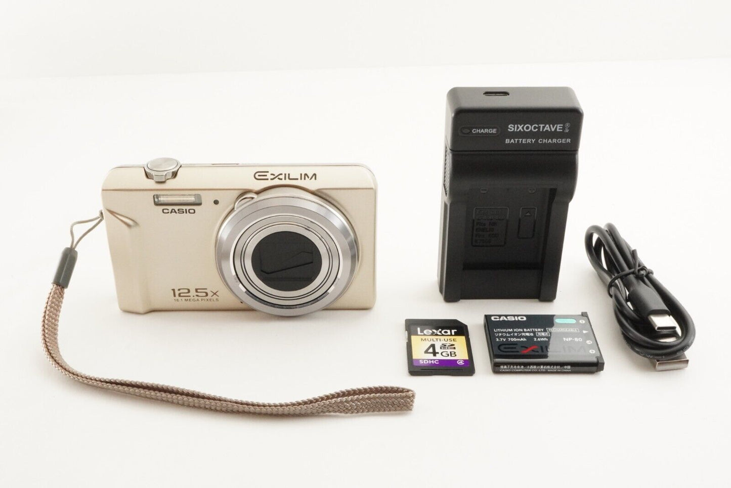 CASIO EX-ZS170 Gold With 4GB SDHC Card Digital Camera from Japan #1644