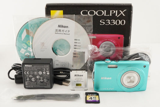 Nikon COOLPIX S3300 Mint Green In Box & 4GB SDHC Card from Japan #9340