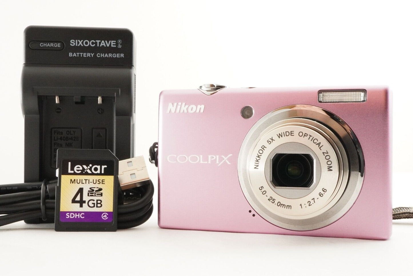 Nikon COOLPIX S570 Pink With 4GB SDHC Card Compact Digital Camer from Japan#1626