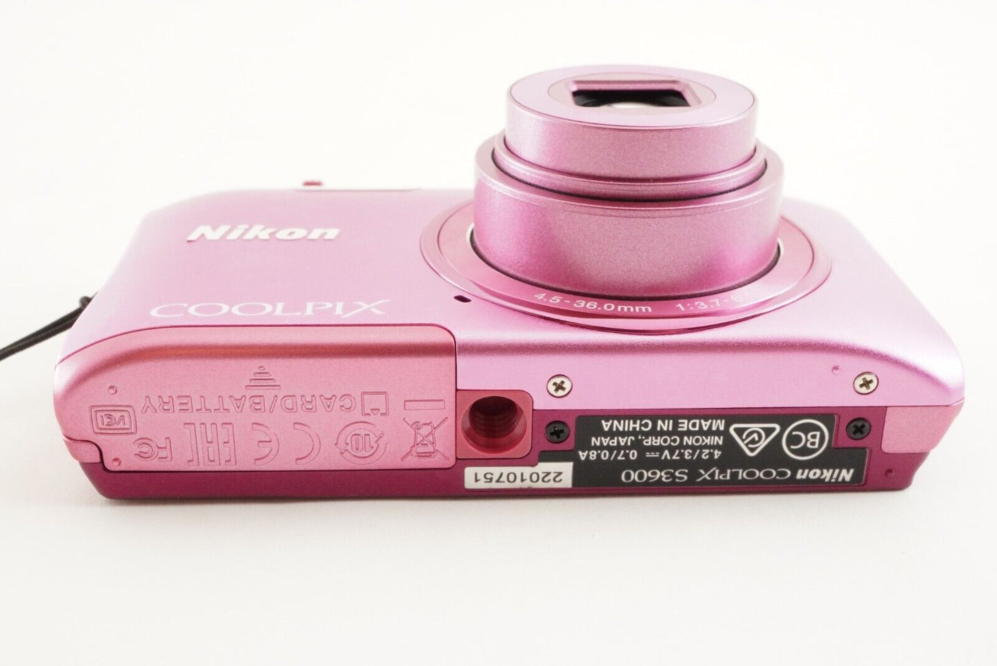 Nikon COOLPIX S3600 Pink In Box & 4GB SDHC Card Digital Camera from Japan #1090