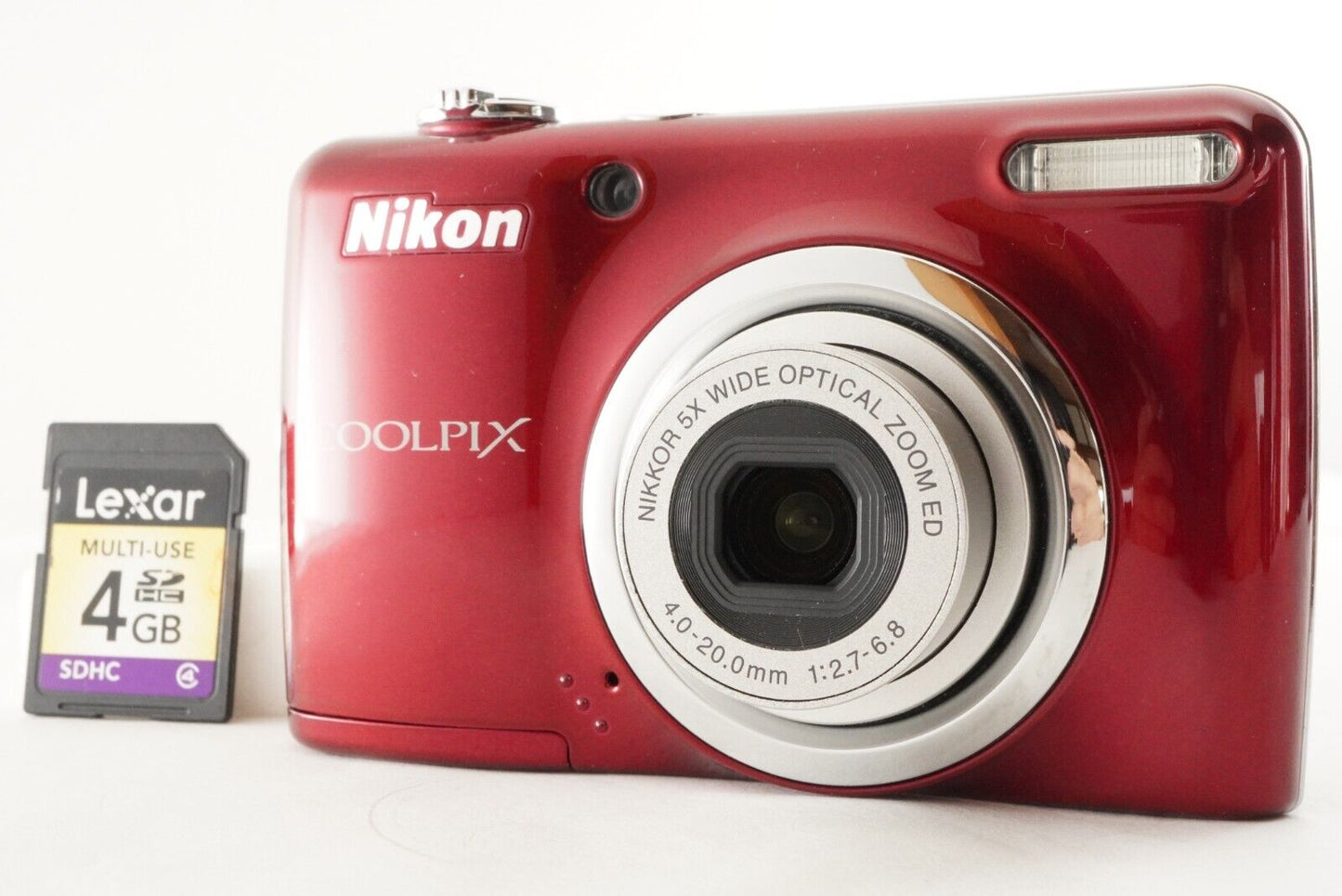 Nikon COOLPIX L23 Red With 4GB SDHC Card Digital Camera from Japan #0703