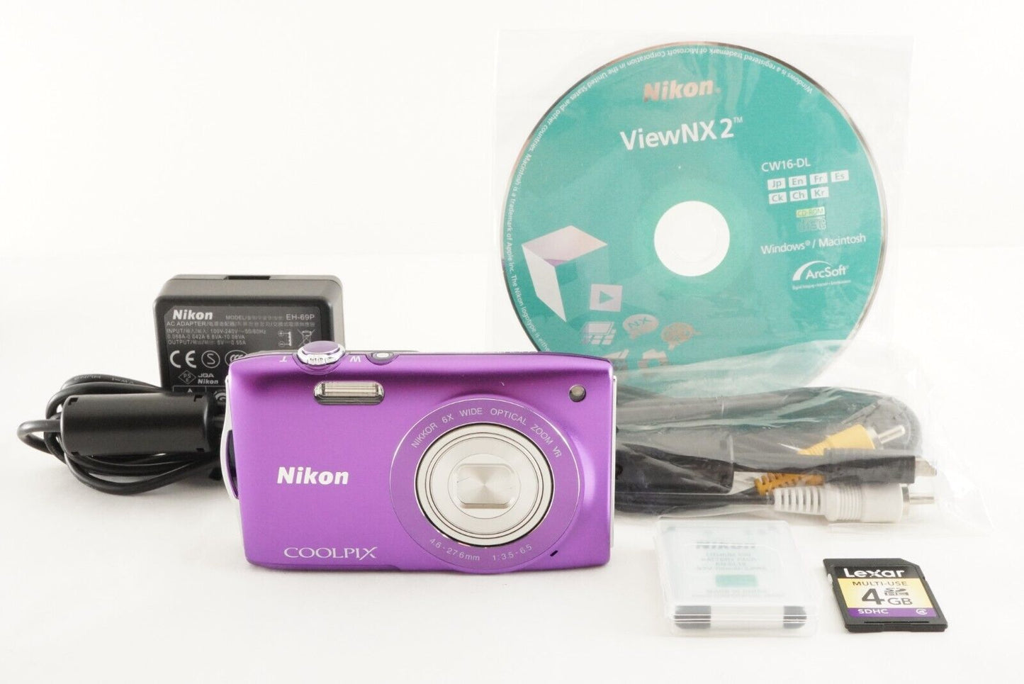 Nikon COOLPIX S3300 Purple With 4GB SDHC Card Digital Camera from Japan #0737