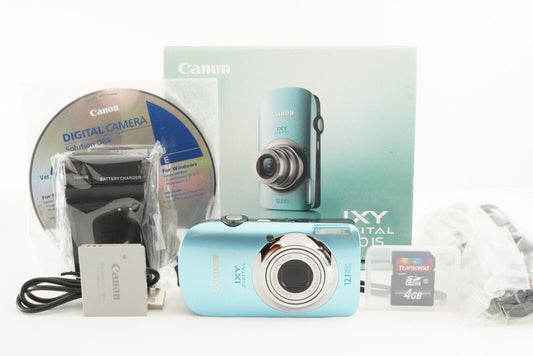 Canon IXY DIGITAL 510 IS Blue In Box With 4GB SDHC Card from Japan #1654