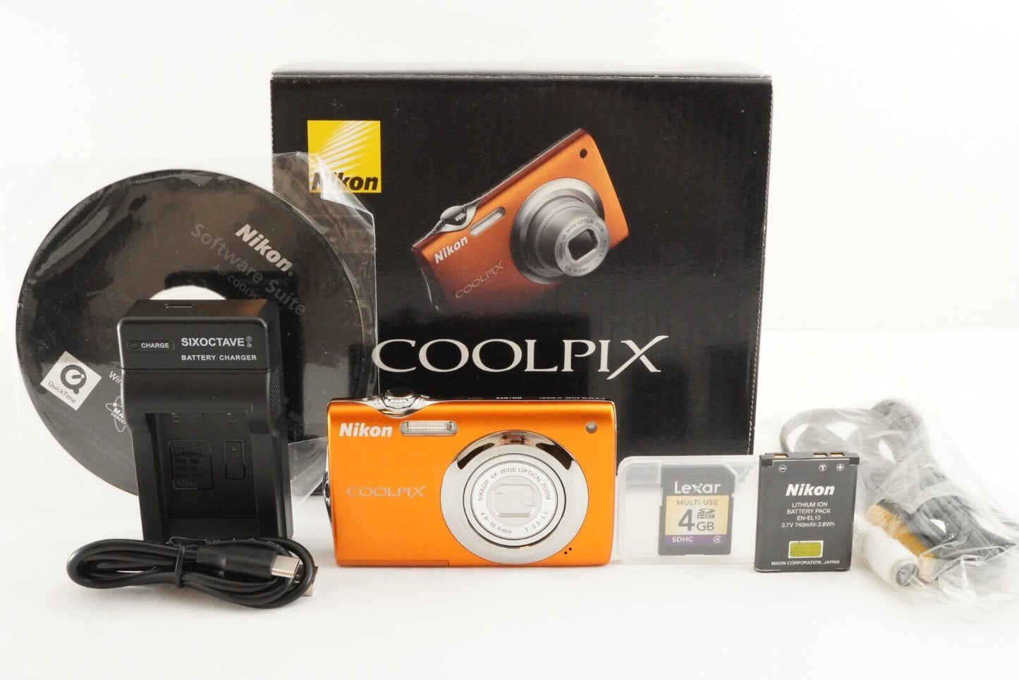 Nikon COOLPIX S3000 Orange In Box With 4GB SDHC Card from Japan #1557