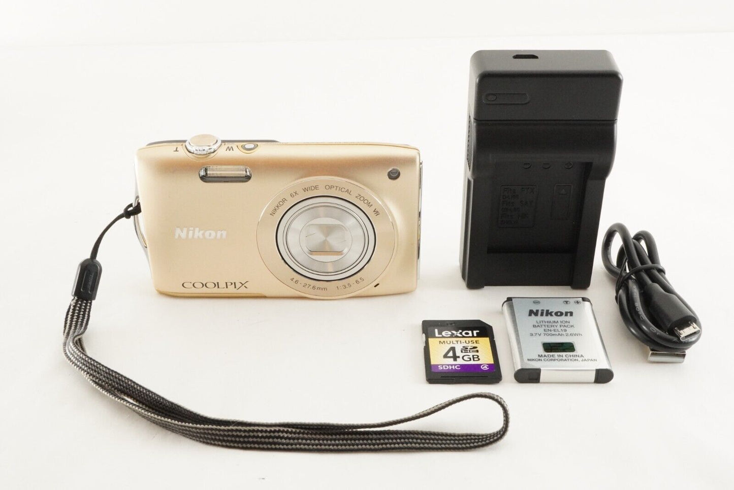 Nikon COOLPIX S3300 Gold With 4GB SDHC Card Digital Camera from Japan #0863