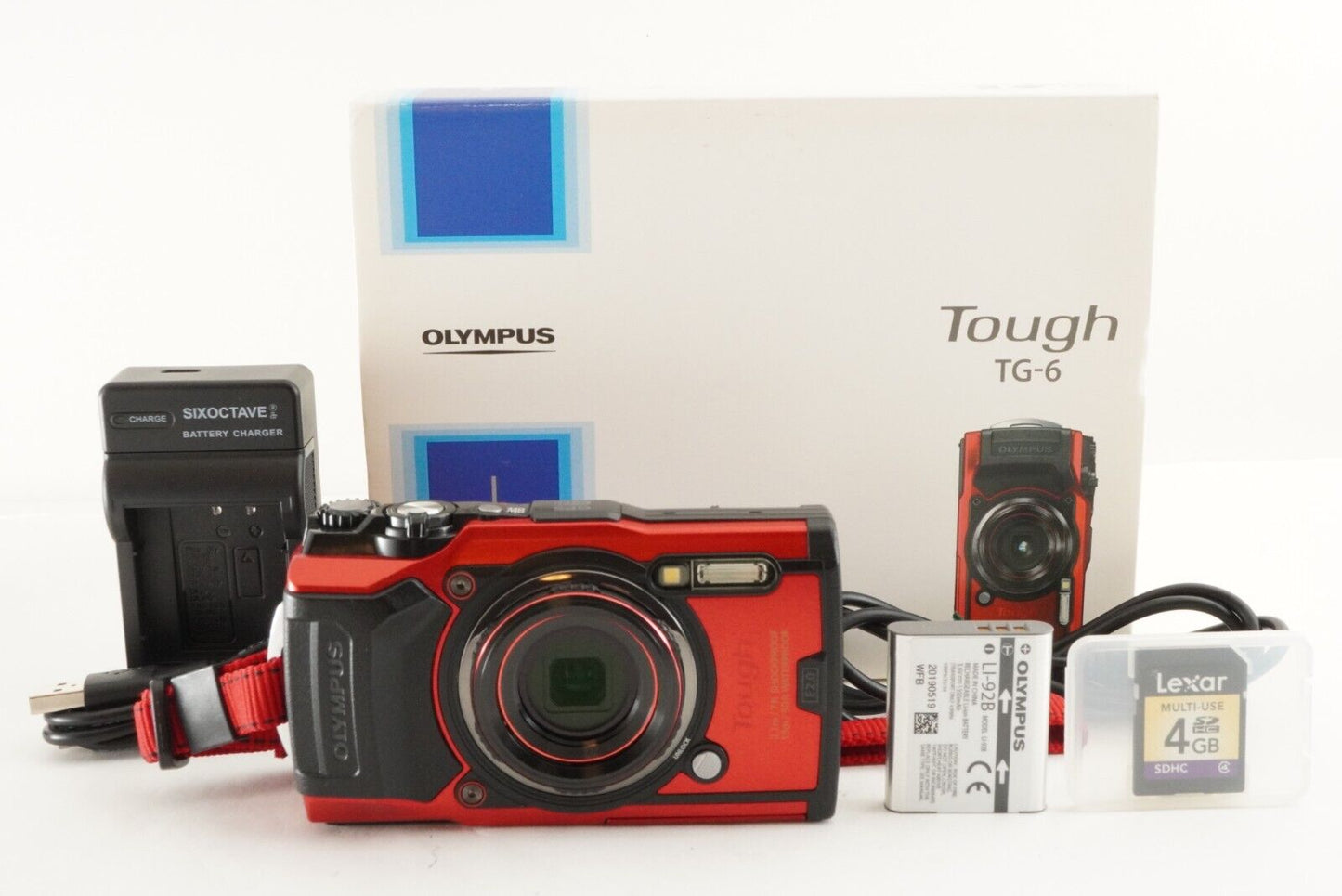 [S/C 430] OLYMPUS Tough TG-6 Red In Box & 4GB SDHC Card from Japan #1454