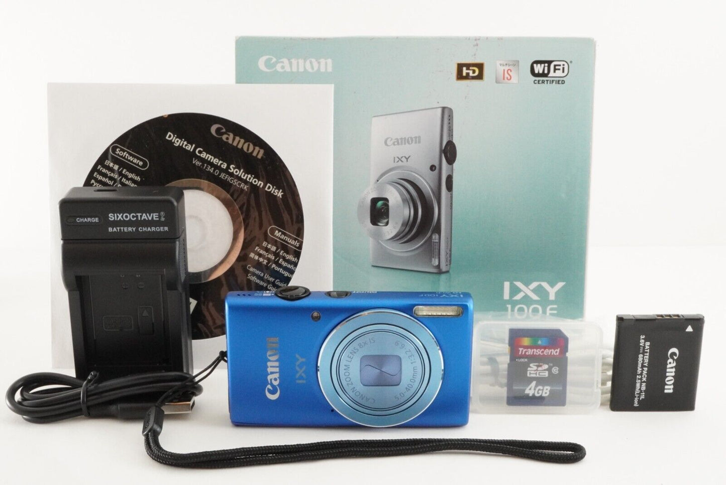 Canon IXY 100F Blue In Box With 4GB SDHC Card Digital Camera from Japan #1560